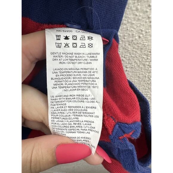 Puma Mens Polo Shirt Size XL Blue Red Striped Short Sleeve Collared - Picture 7 of 14